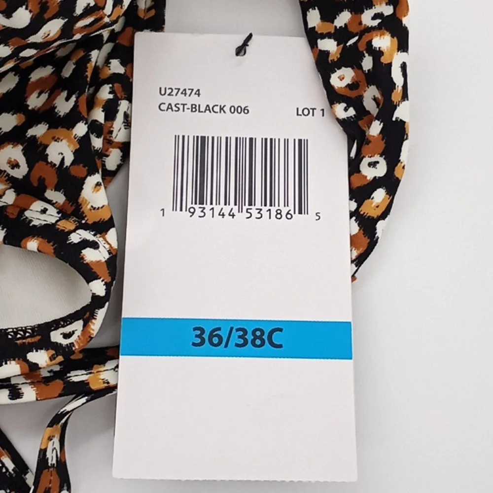 Coco Reef Wild Cheetah Charisma Bra-Sized Underwire Bandeau Bikini Top 36/38C